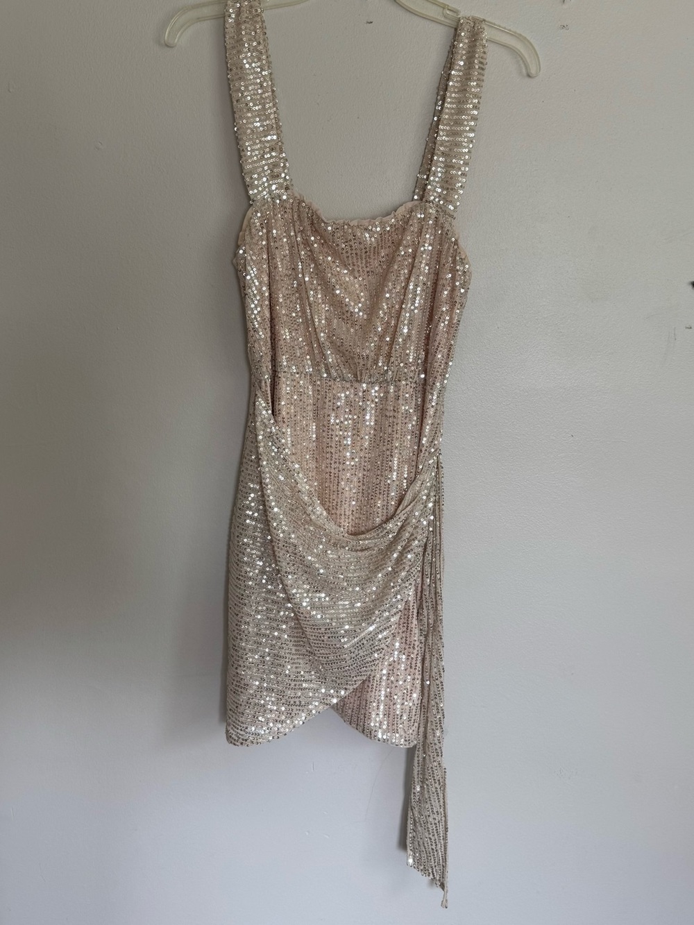 Sequin Off-Shoulder Champagne Bridal Dress